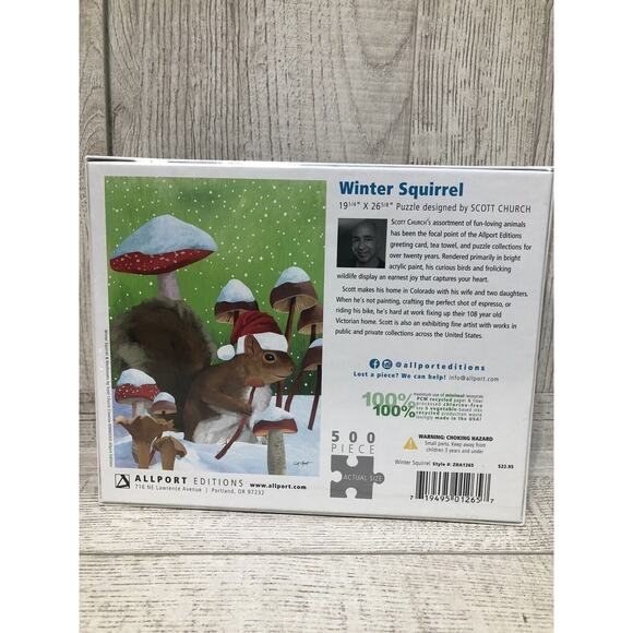 Scott Church Winter Squirrel Puzzle Snow Scene 550 Piece Puzzle NEW 19x26 - Picture 3 of 6